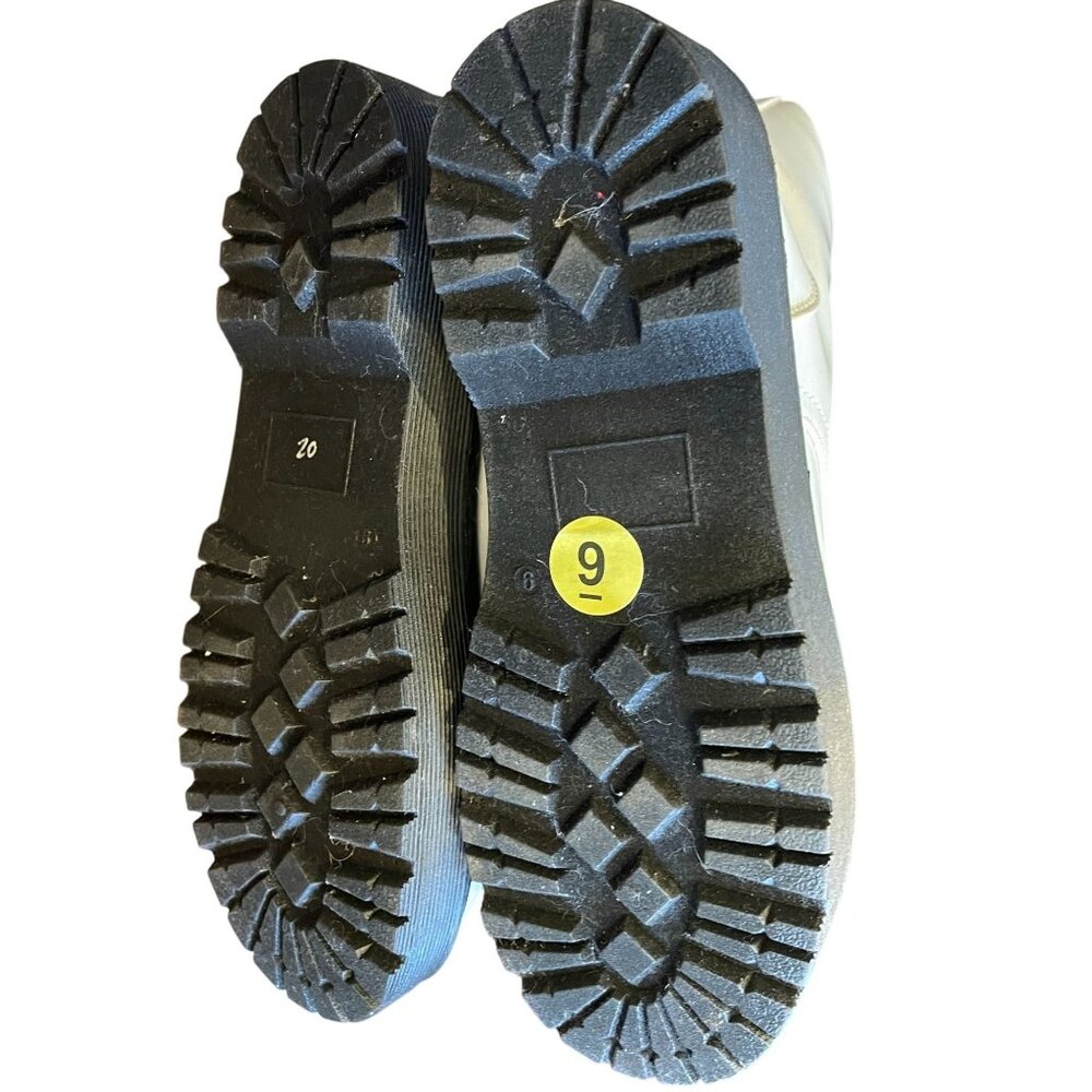 White Combat Style Boots With Black Laces & Soles Size 9M By Seven Dials - Picture 6 of 6